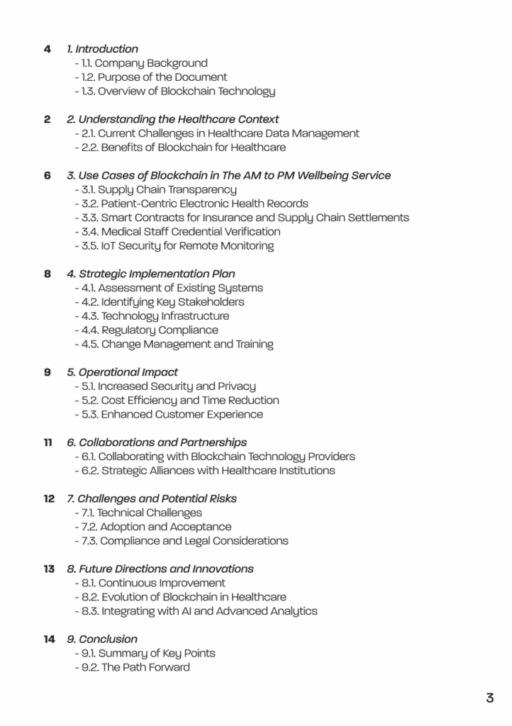 Integration of Blockchain Technology Brochure Extract3 1 The AM to PM Wellbeing Service