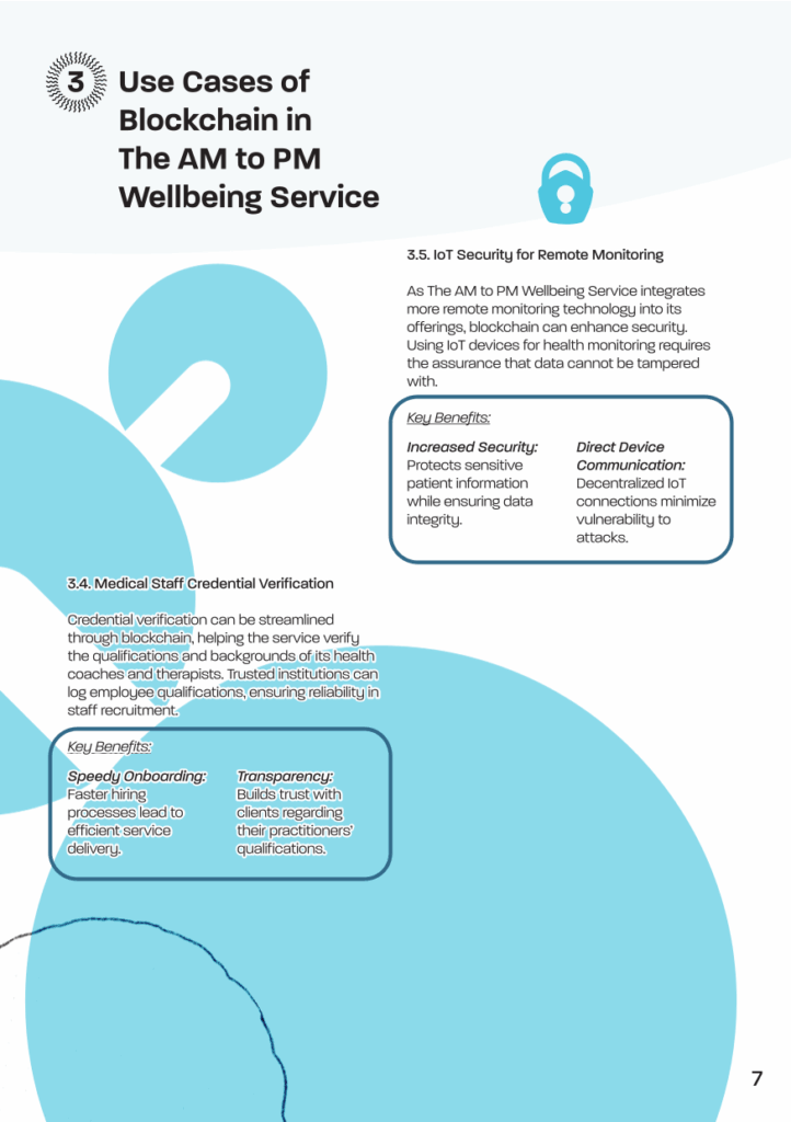 Integration of Blockchain Technology Brochure Extract7 1 The AM to PM Wellbeing Service