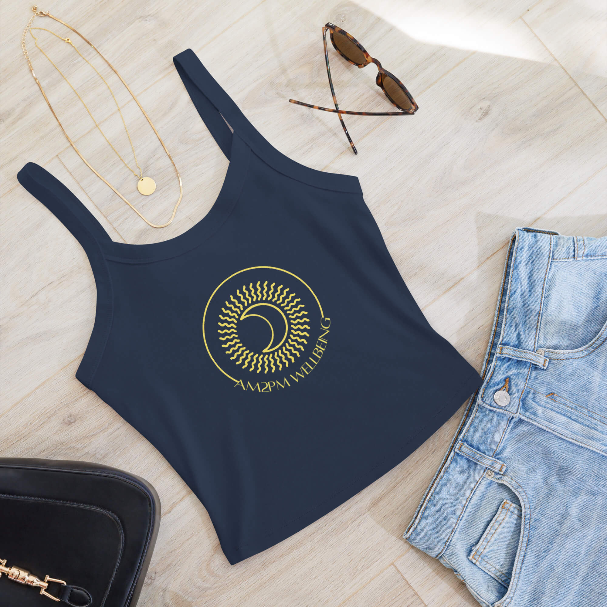 Women’s micro-rib tank top navy blue