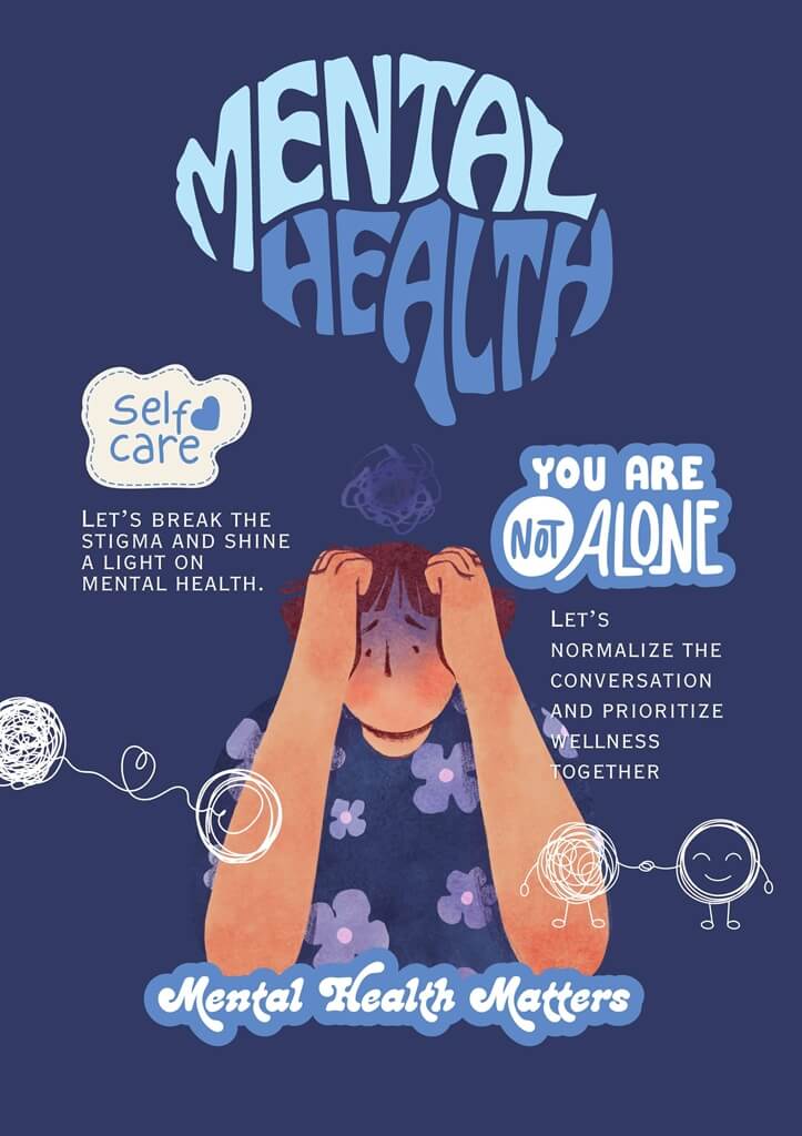 Navy Midnight Blue Organic Illustrative Mental Health Motivational Poster 1 1 The AM to PM Wellbeing Service