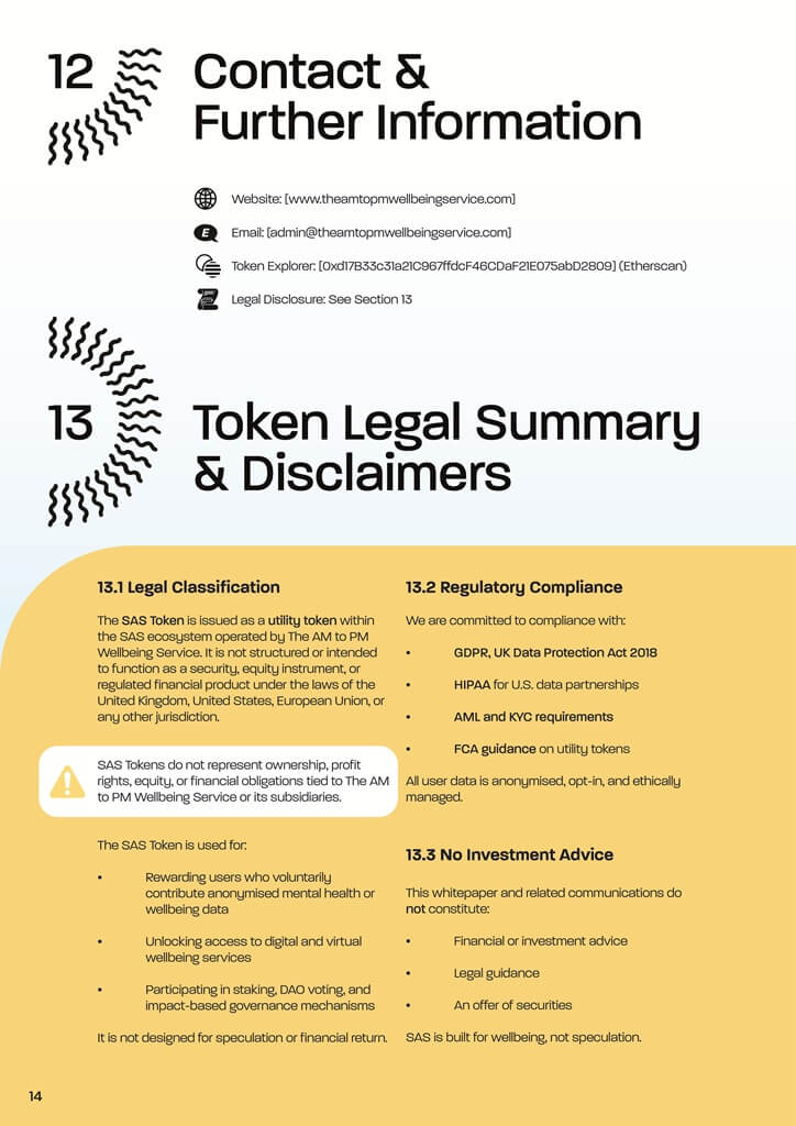 SAS Token Whitepaper14 The AM to PM Wellbeing Service