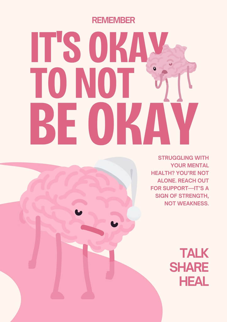 Pink and Cream Illustrative Mental Health Poster 1 The AM to PM Wellbeing Service
