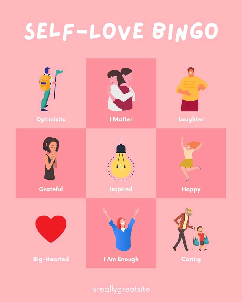 Warm Pink Self Love Bingo Instagram Post 1 The AM to PM Wellbeing Service